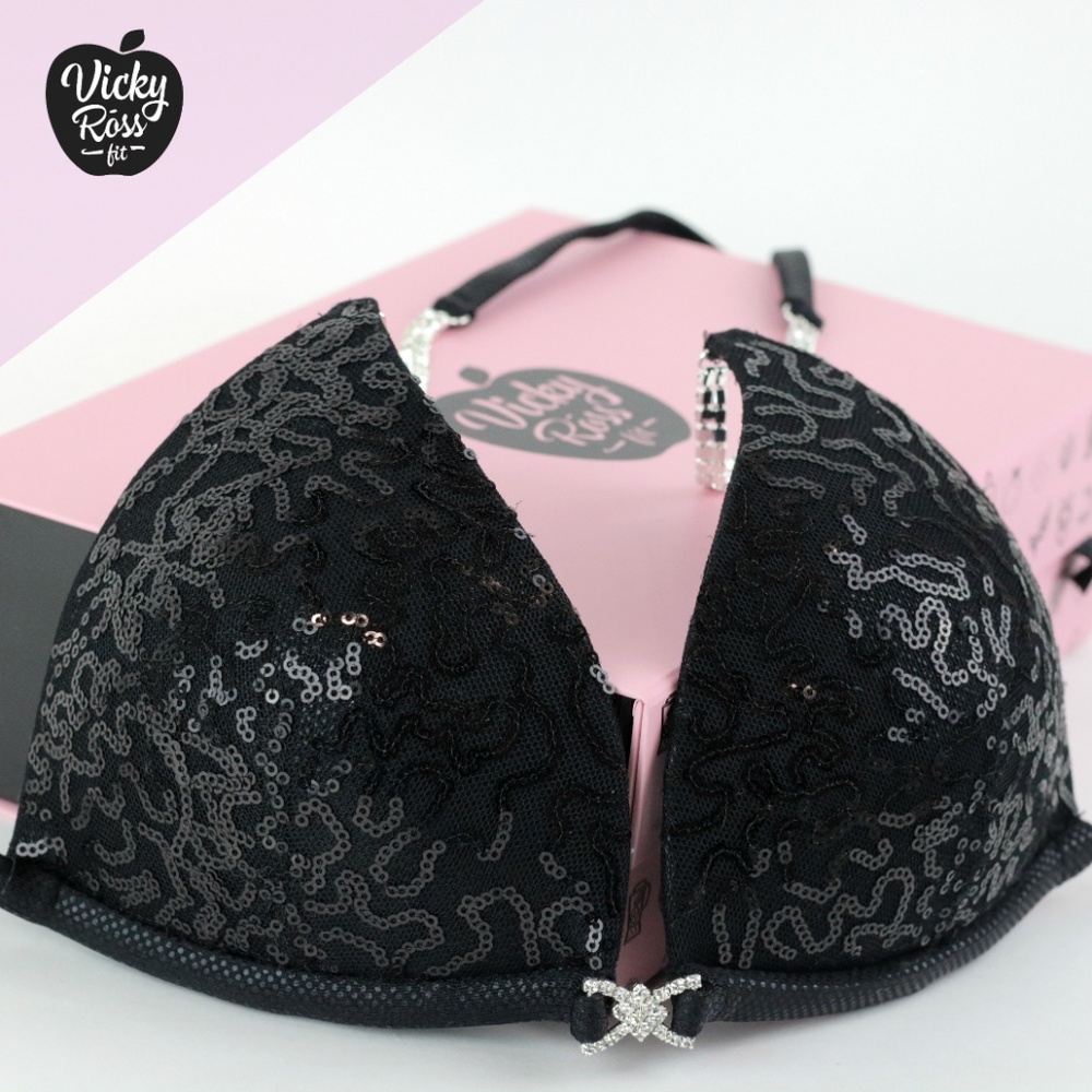 Black Sequin Competition Posing Bikini For Women - image 8